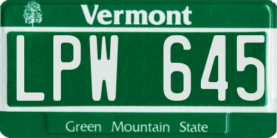 VT license plate LPW645