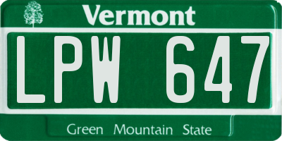 VT license plate LPW647