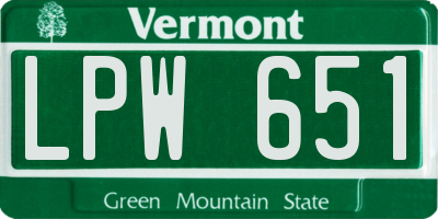 VT license plate LPW651