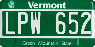 VT license plate LPW652