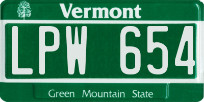 VT license plate LPW654