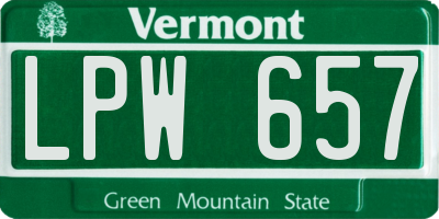 VT license plate LPW657