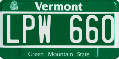 VT license plate LPW660