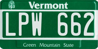 VT license plate LPW662