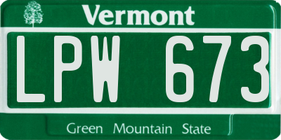 VT license plate LPW673