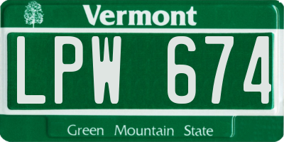 VT license plate LPW674