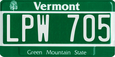 VT license plate LPW705