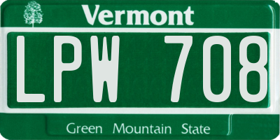 VT license plate LPW708