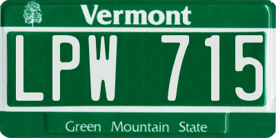 VT license plate LPW715