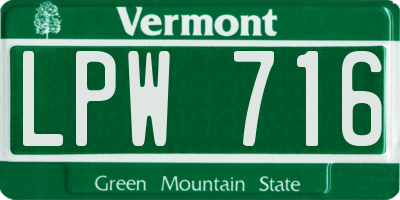 VT license plate LPW716