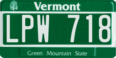VT license plate LPW718