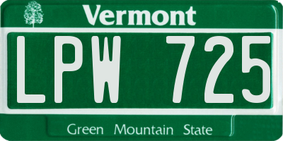 VT license plate LPW725