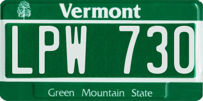 VT license plate LPW730