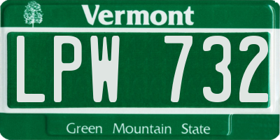 VT license plate LPW732