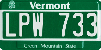 VT license plate LPW733