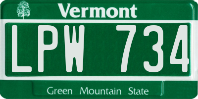 VT license plate LPW734