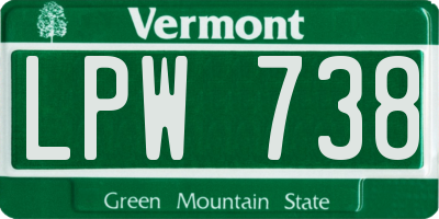 VT license plate LPW738
