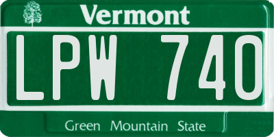 VT license plate LPW740