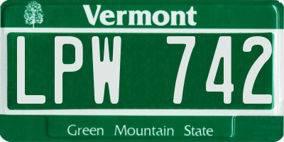 VT license plate LPW742