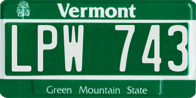 VT license plate LPW743