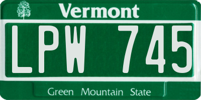VT license plate LPW745
