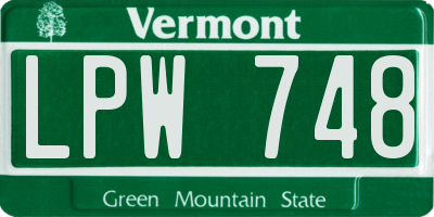 VT license plate LPW748
