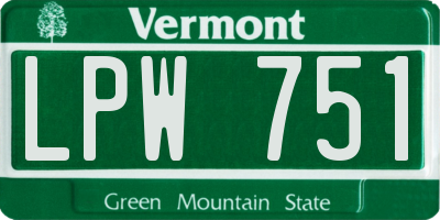 VT license plate LPW751