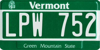 VT license plate LPW752