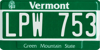 VT license plate LPW753