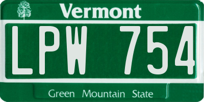 VT license plate LPW754