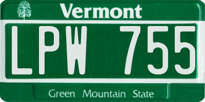 VT license plate LPW755