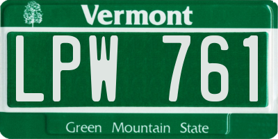 VT license plate LPW761
