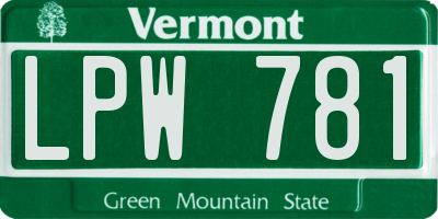 VT license plate LPW781