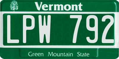 VT license plate LPW792