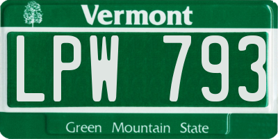 VT license plate LPW793