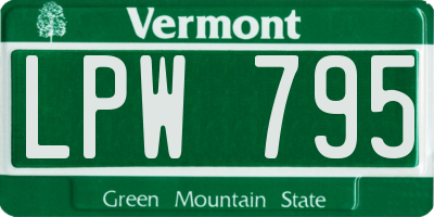 VT license plate LPW795