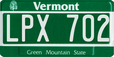 VT license plate LPX702