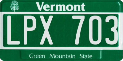 VT license plate LPX703