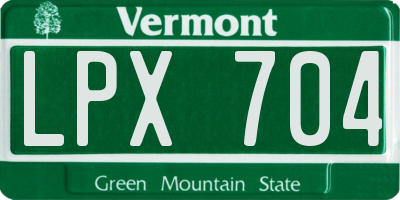 VT license plate LPX704