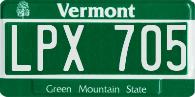 VT license plate LPX705