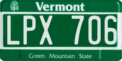 VT license plate LPX706