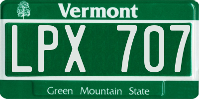 VT license plate LPX707