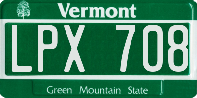VT license plate LPX708