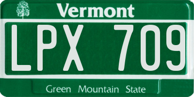 VT license plate LPX709