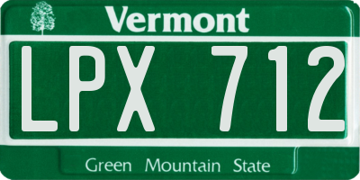 VT license plate LPX712