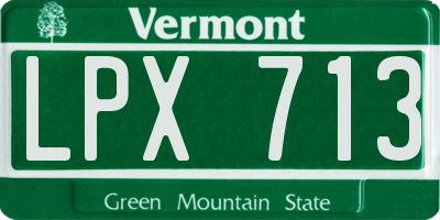 VT license plate LPX713