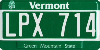 VT license plate LPX714