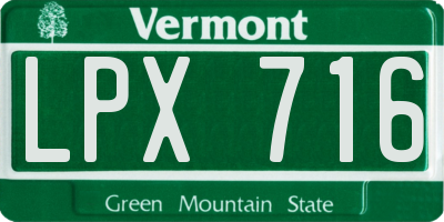 VT license plate LPX716
