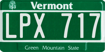 VT license plate LPX717