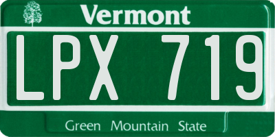 VT license plate LPX719